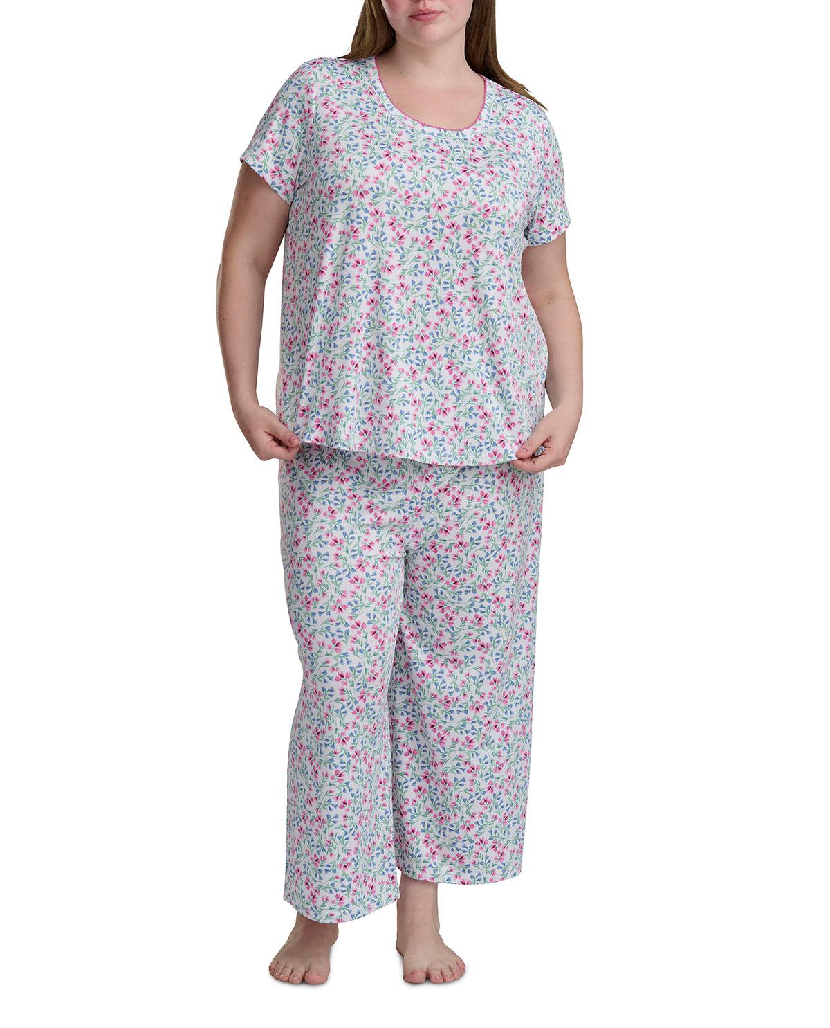 Karen Neuburger Scoop Neck Tee And Crop Pant PJ Set