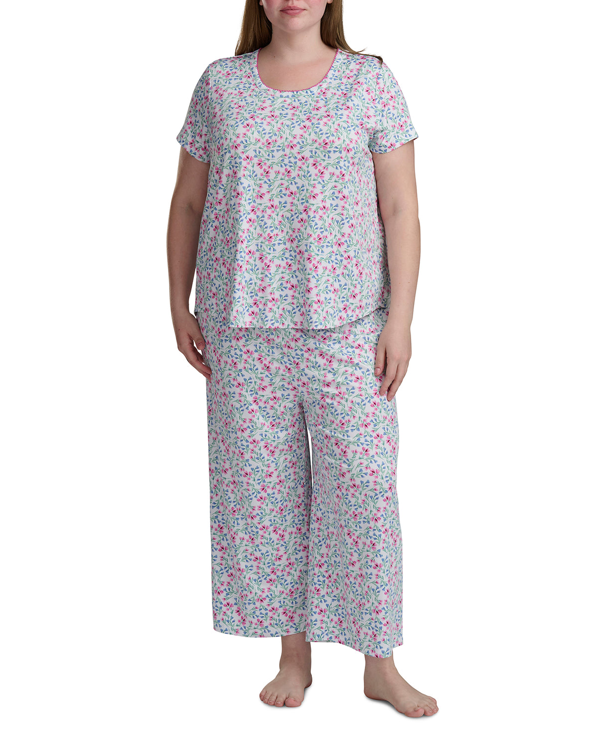 Karen Neuburger Scoop Neck Tee And Crop Pant PJ Set