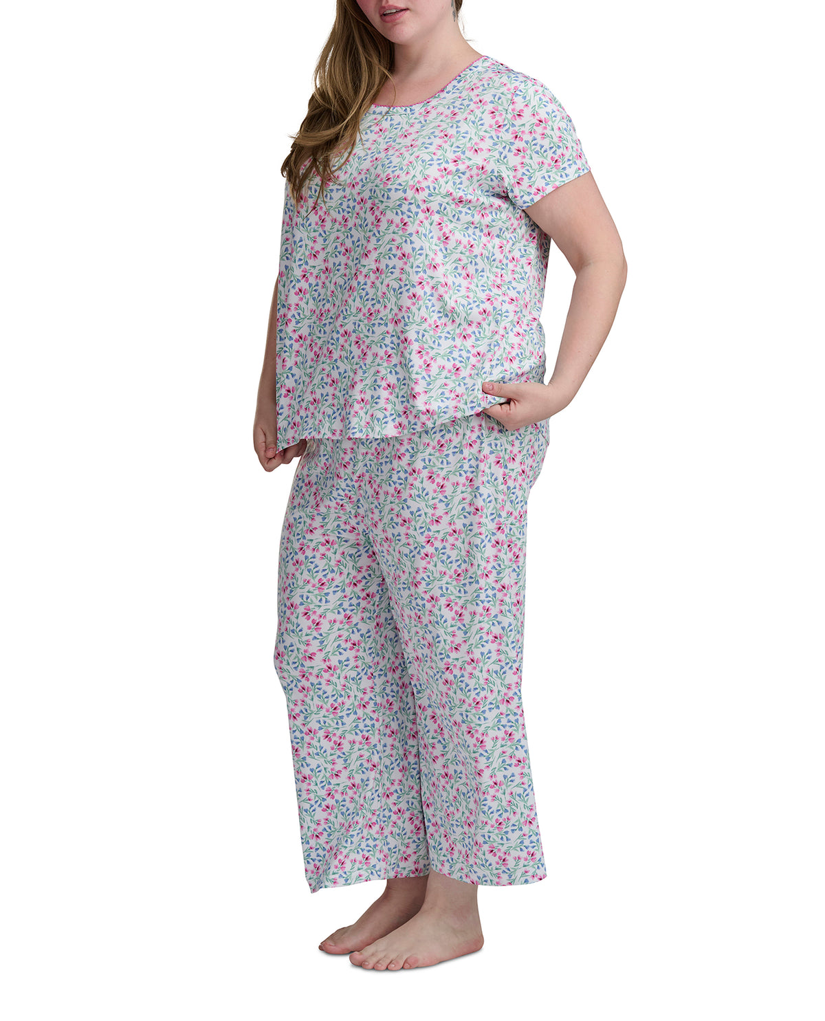 Karen Neuburger Scoop Neck Tee And Crop Pant PJ Set