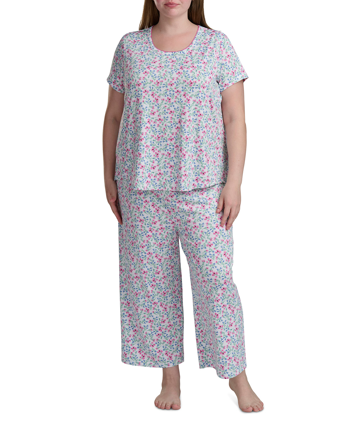 Karen Neuburger Scoop Neck Tee And Crop Pant PJ Set
