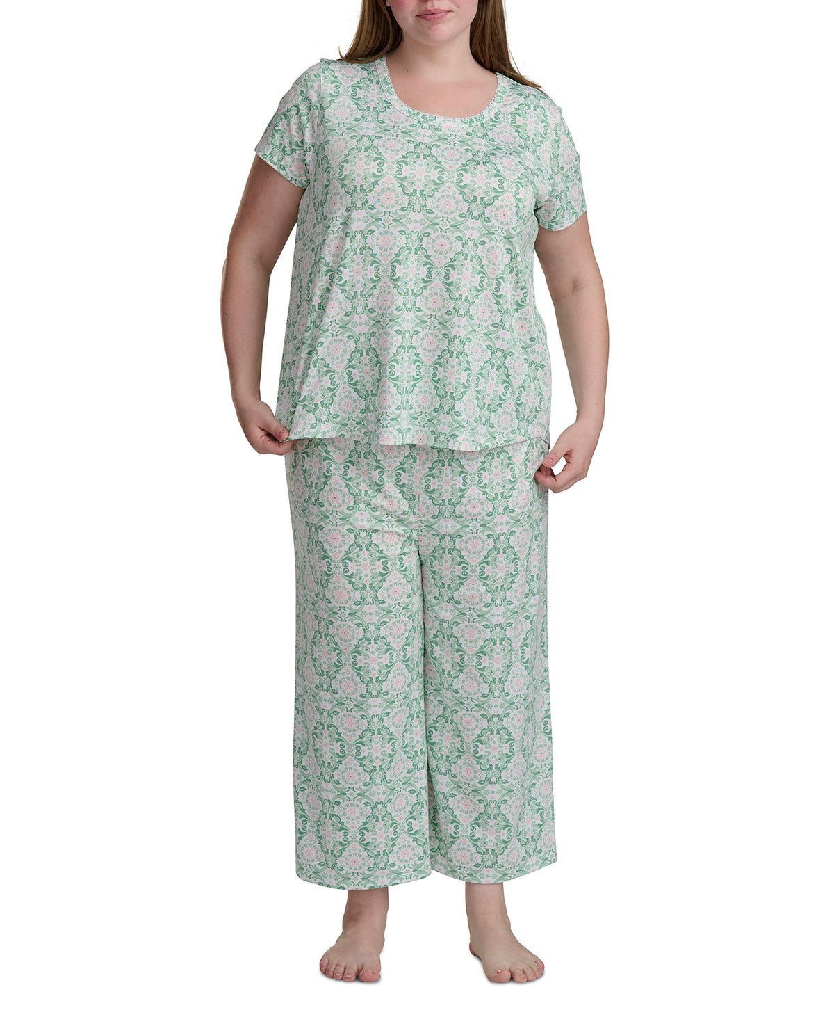 Karen Neuburger Scoop Neck Tee And Crop Pant PJ Set