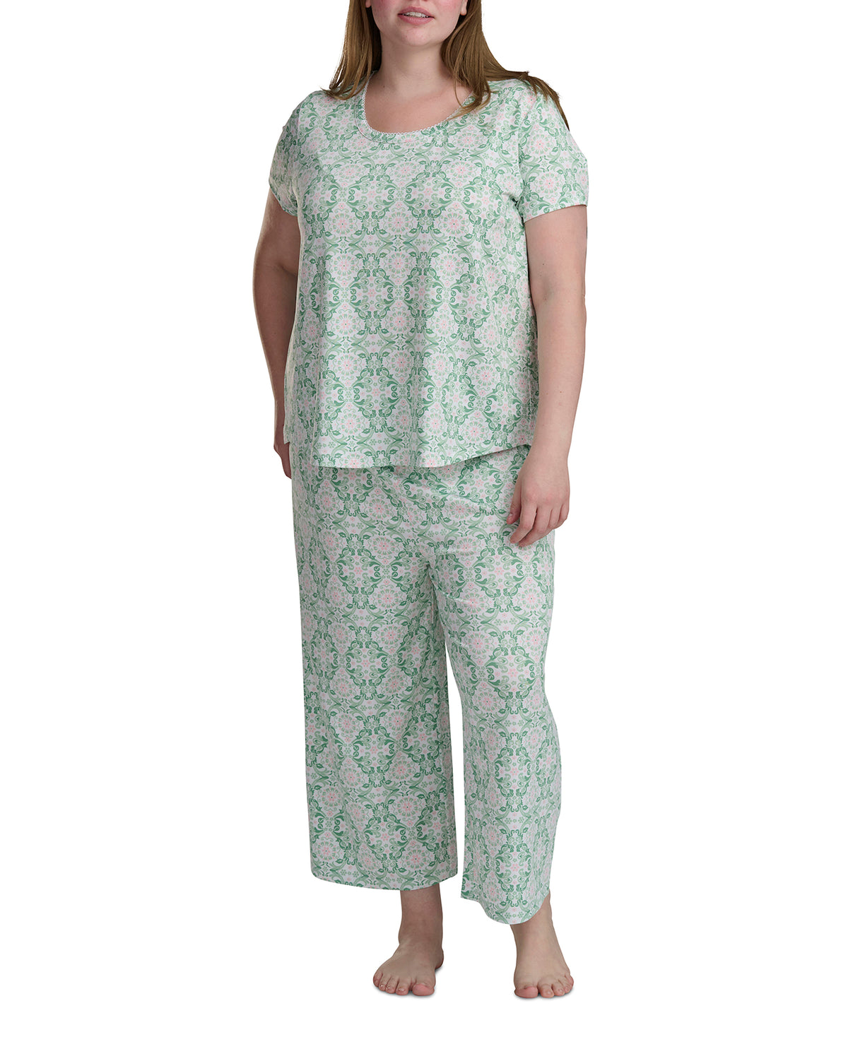 Karen Neuburger Scoop Neck Tee And Crop Pant PJ Set