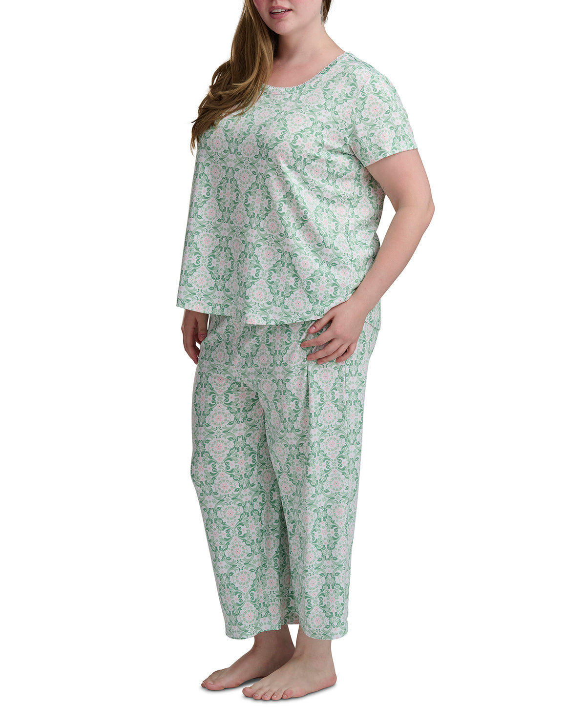 Karen Neuburger Scoop Neck Tee And Crop Pant PJ Set