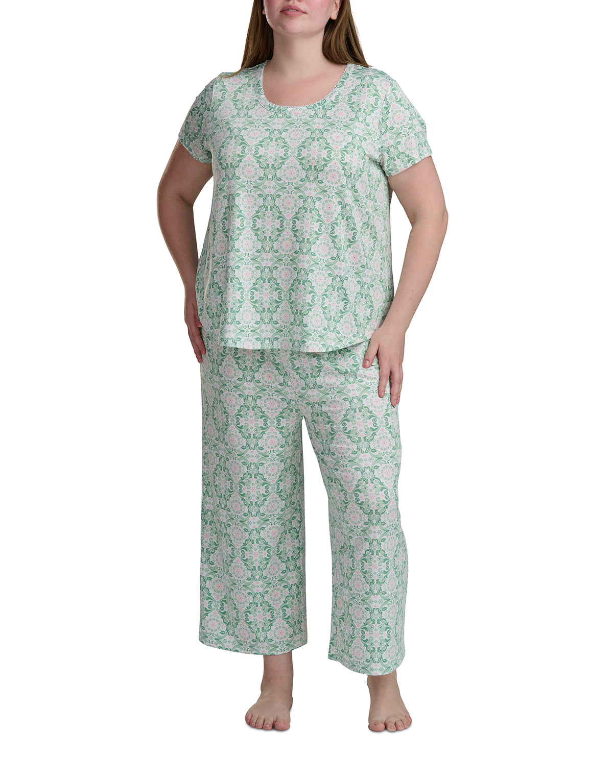 Karen Neuburger Scoop Neck Tee And Crop Pant PJ Set