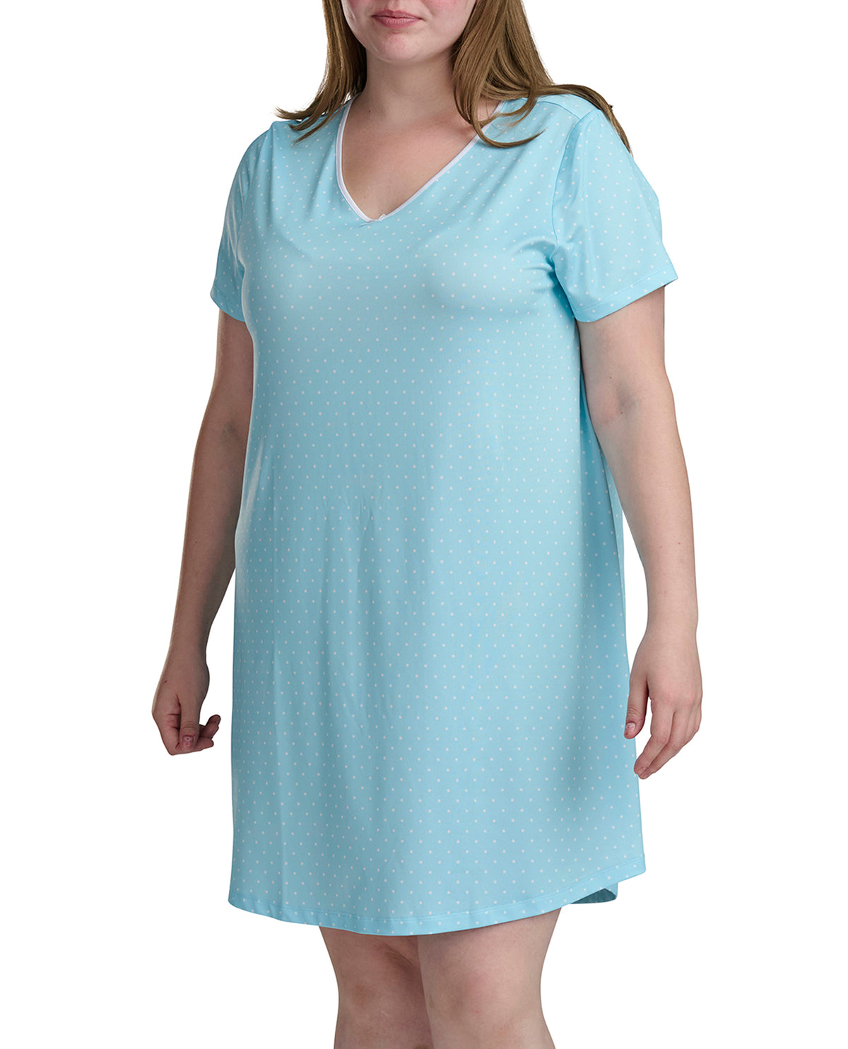 Karen Neuburger Short Sleeve Sheer Bow Sleepdress Blue