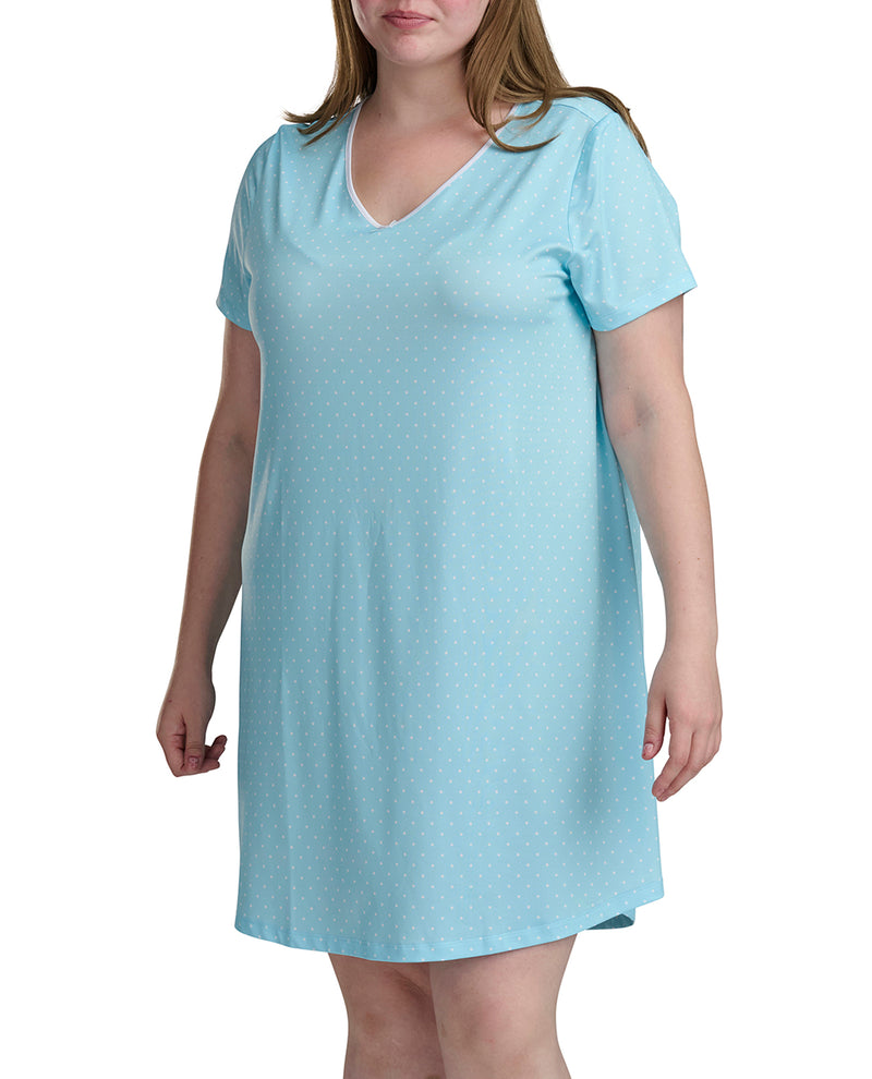 Karen Neuburger Short Sleeve Sheer Bow Sleepdress Blue