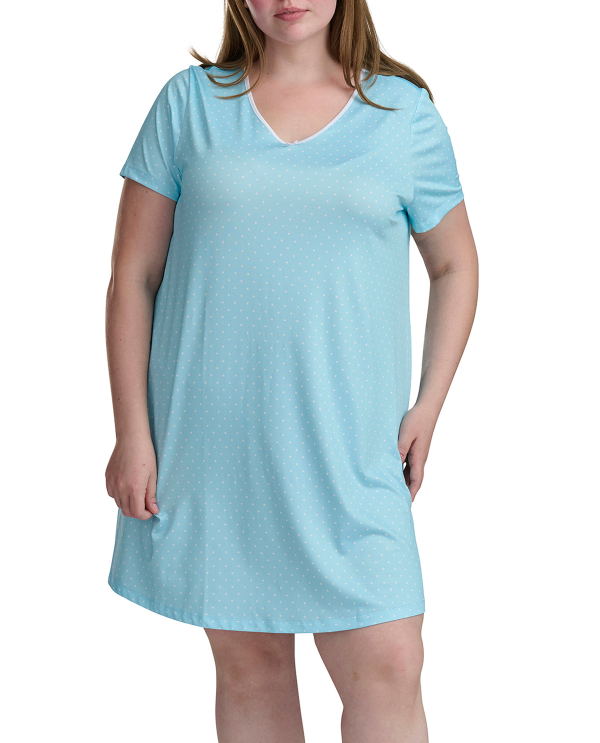 Karen Neuburger Short Sleeve Sheer Bow Sleepdress Blue