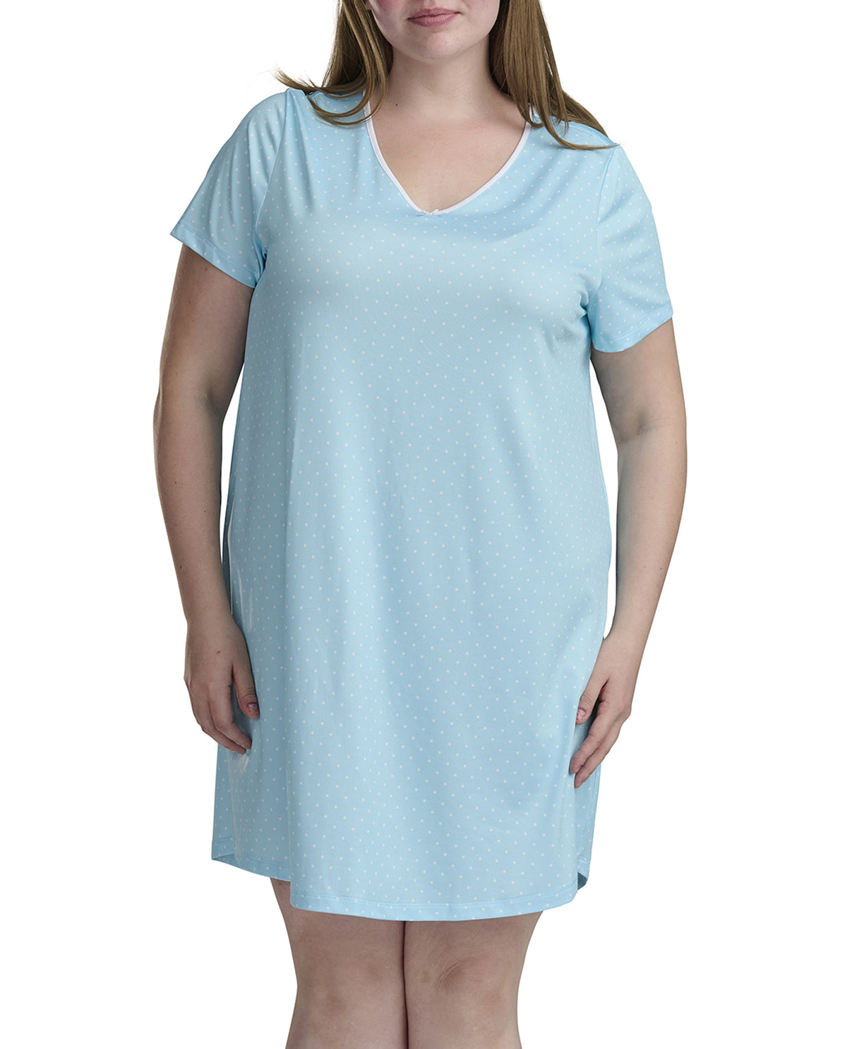 Karen Neuburger Short Sleeve Sheer Bow Sleepdress Blue