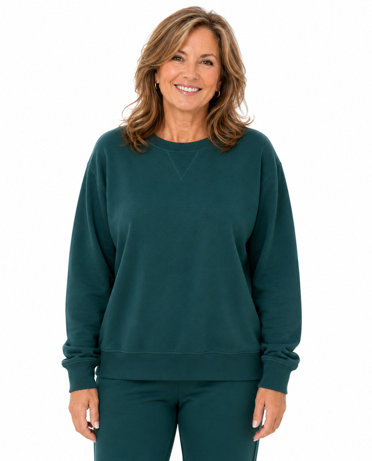 Speculation Petite Solid Basic Fleece Crew Neck Pullover