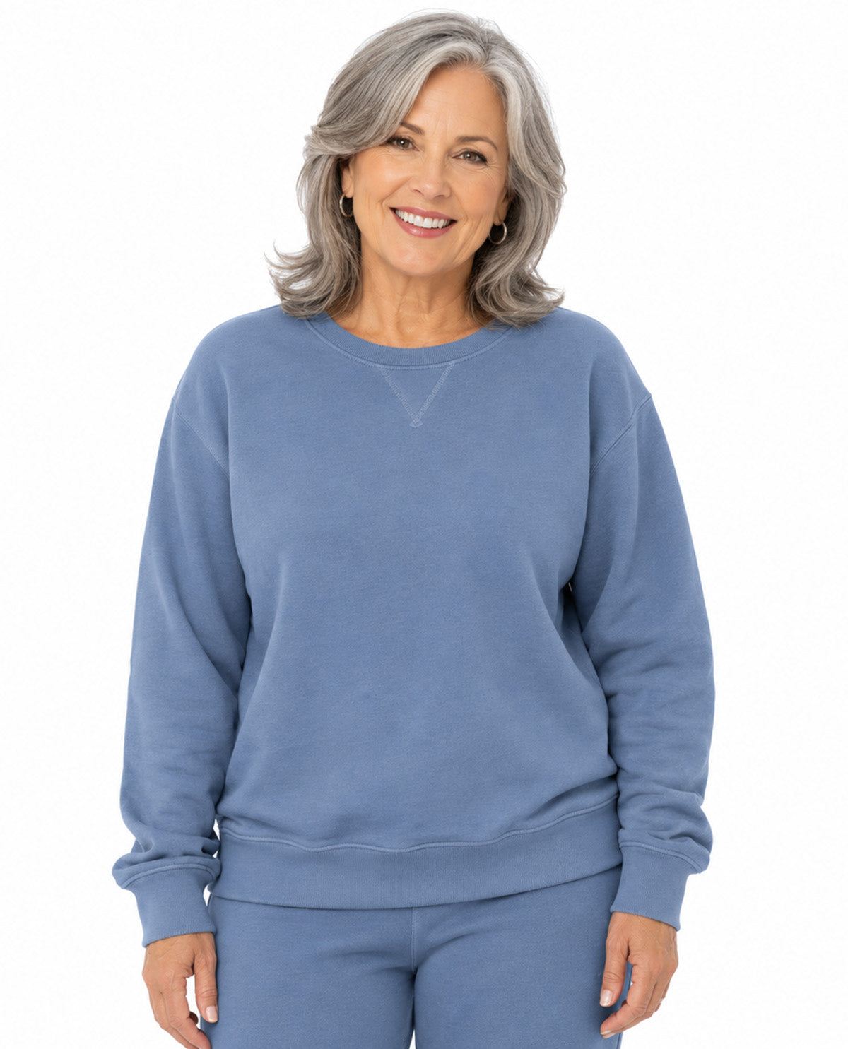 Speculation Petite Solid Basic Fleece Crew Neck Pullover