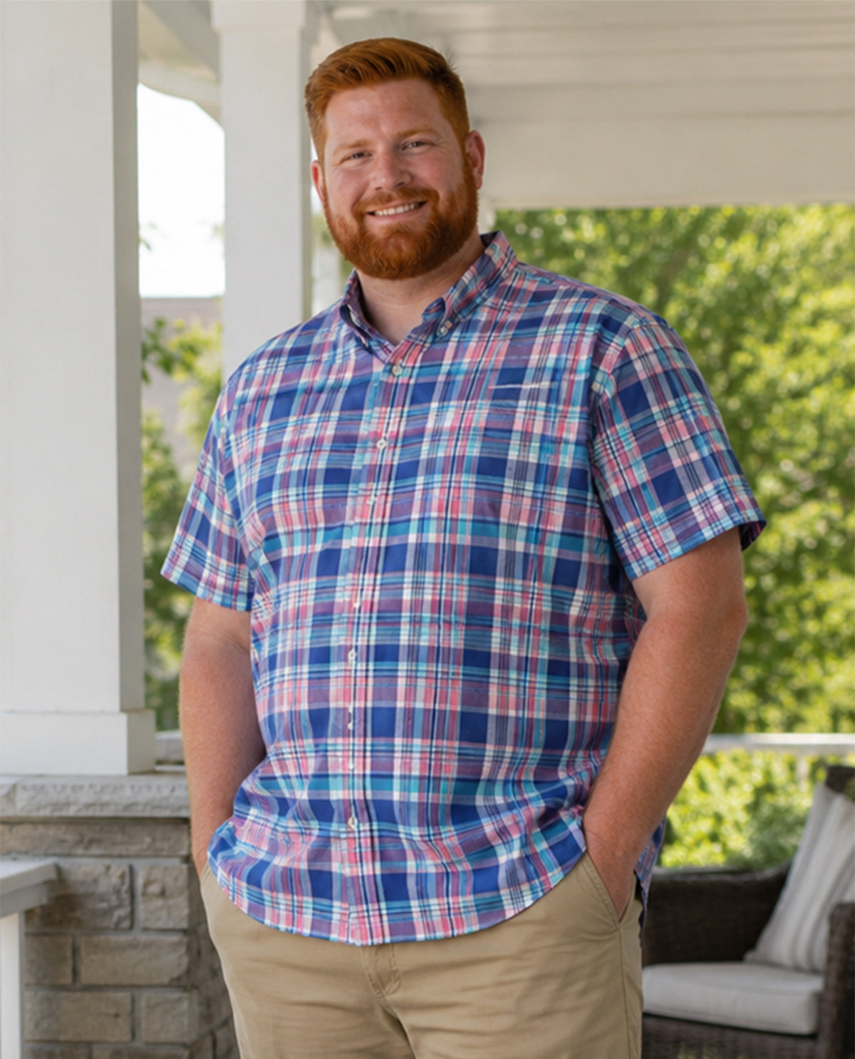 Chaps Big & Tall Short Sleeve Stretch Poplin