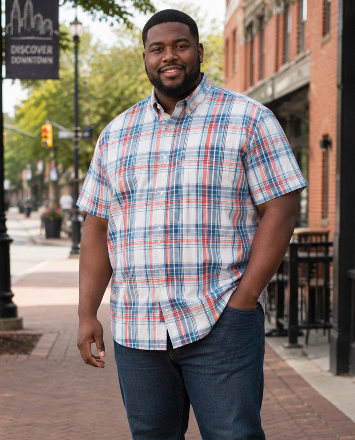 Chaps Big & Tall Short Sleeve Stretch Poplin
