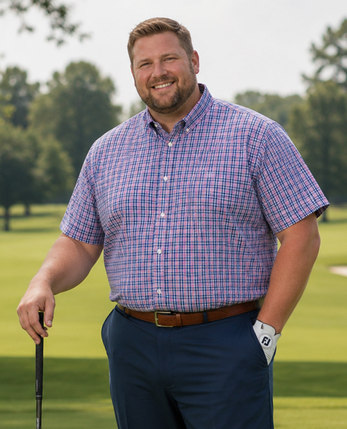 Chaps Big & Tall Short Sleeve Stretch Poplin