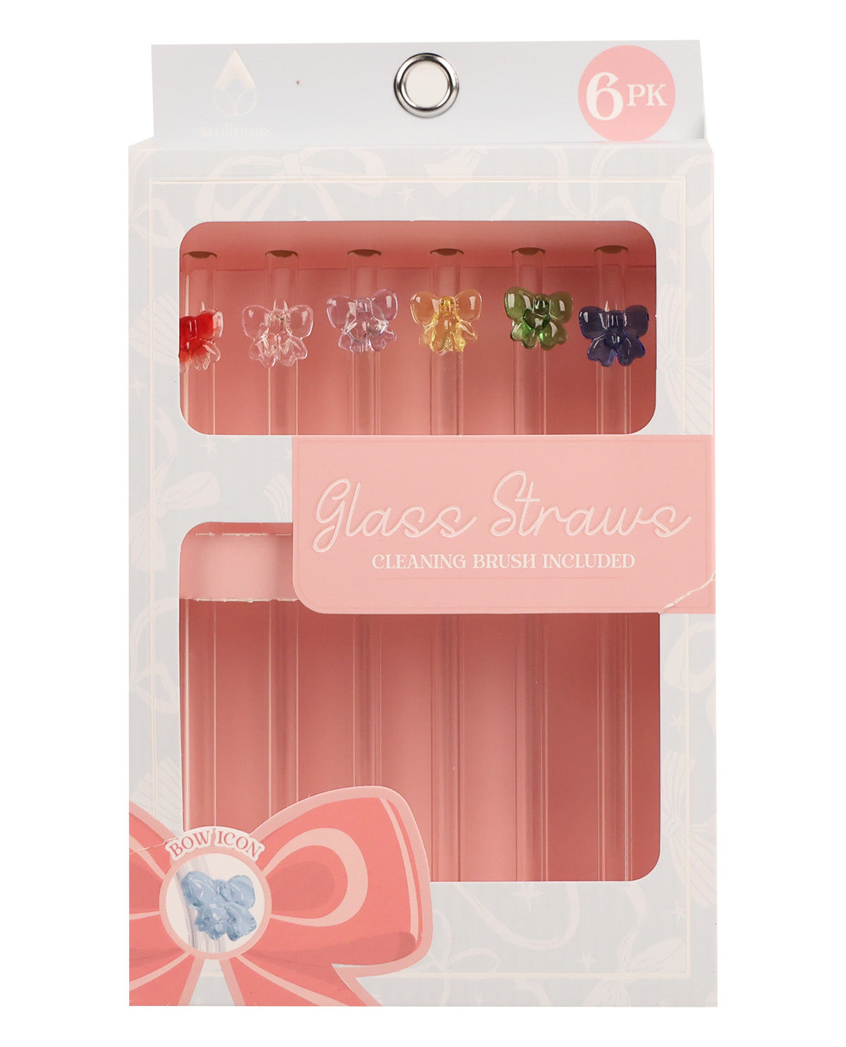 6pk Glass Straws - Bows