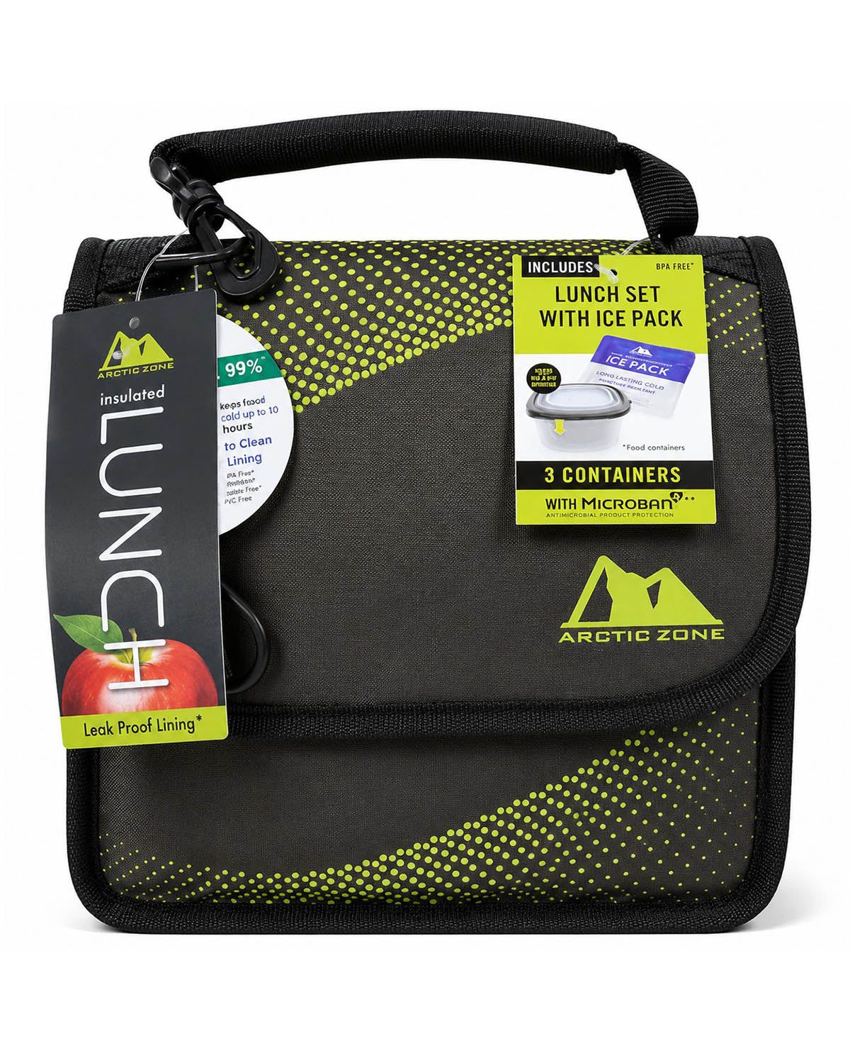 Arctic Zone Green Dot Lunch Kit W/Front Flap