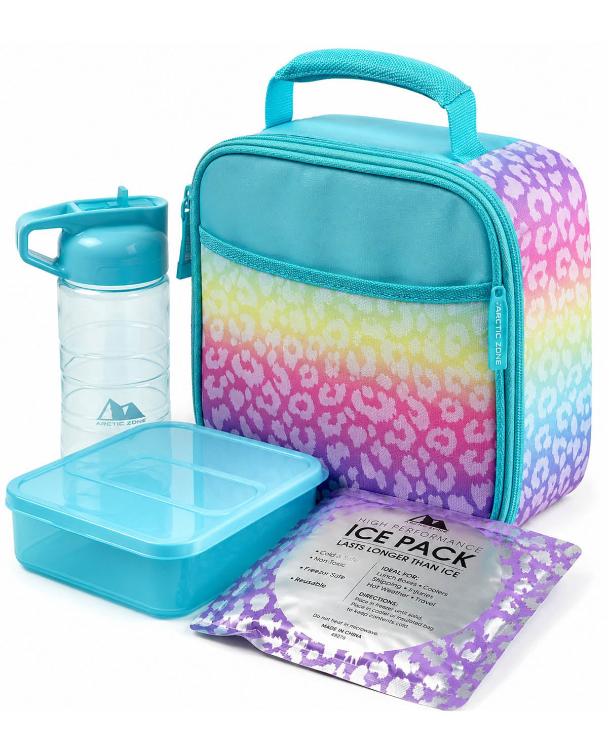 Arctic Zone Lunch Box Combo-Rainbow Leopard Print