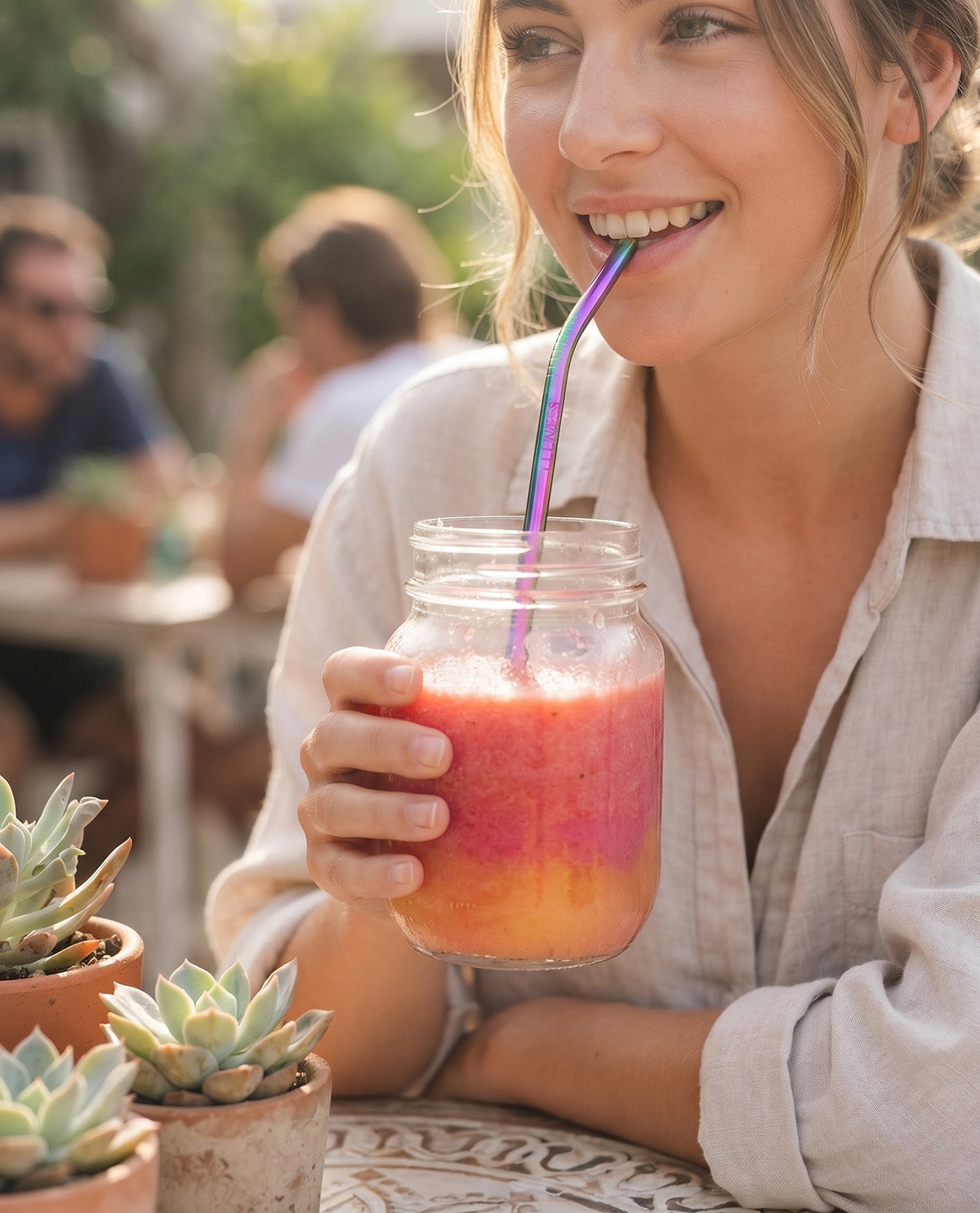 Wellness 4 Pack Stainless Steel Straws - Pink
