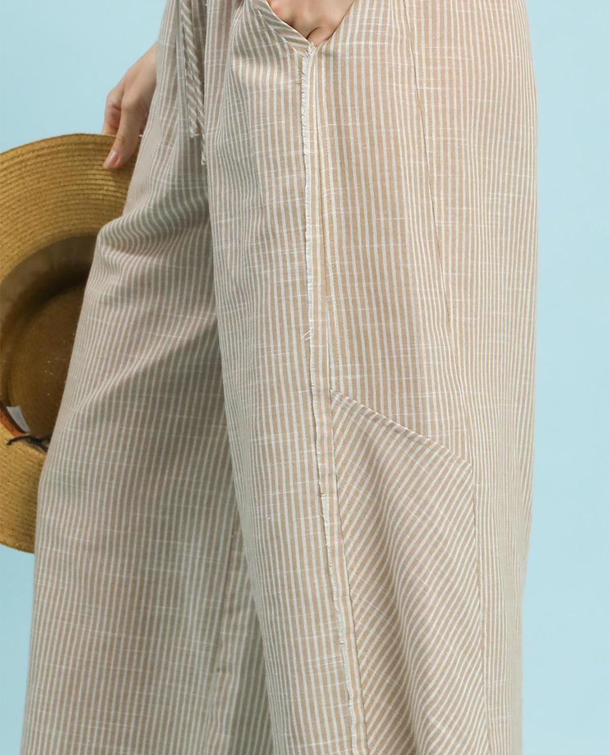 Umgee Washed Stripe Wide Leg Pant