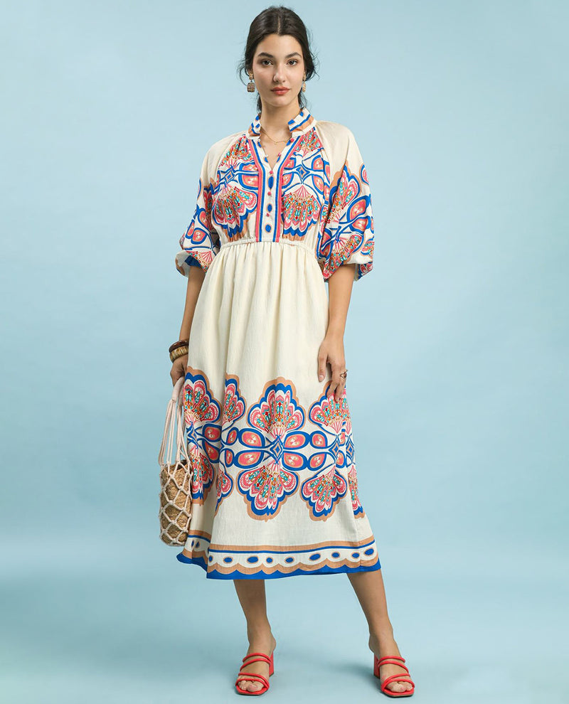 Umgee Border Print Midi Dress