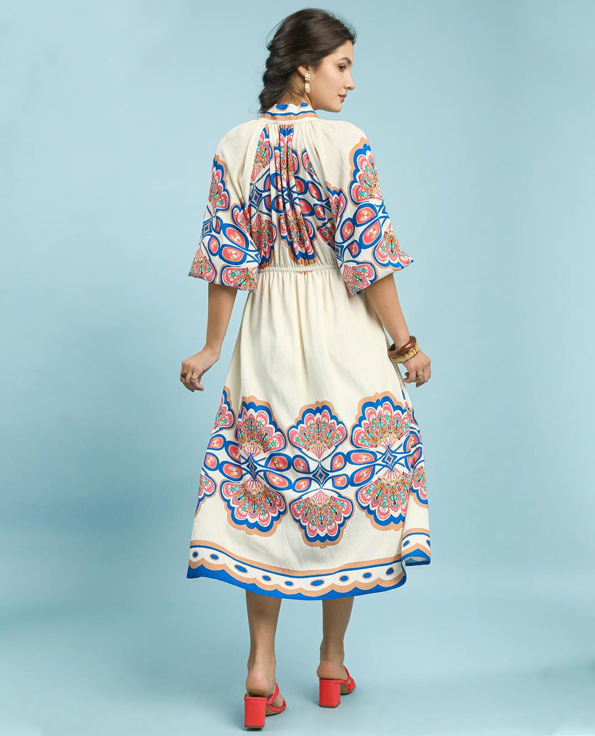 Umgee Border Print Midi Dress