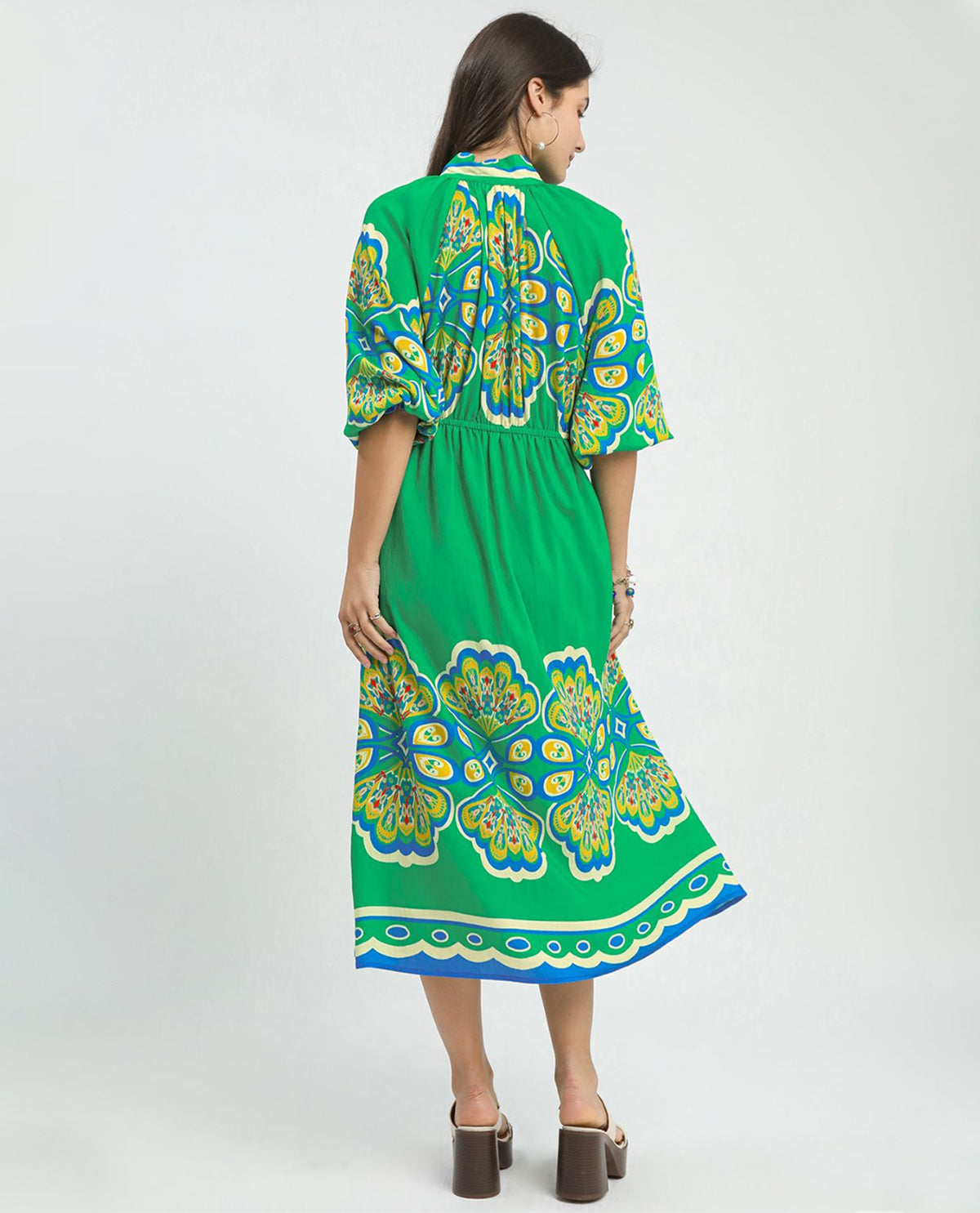 Umgee Border Print Midi Dress