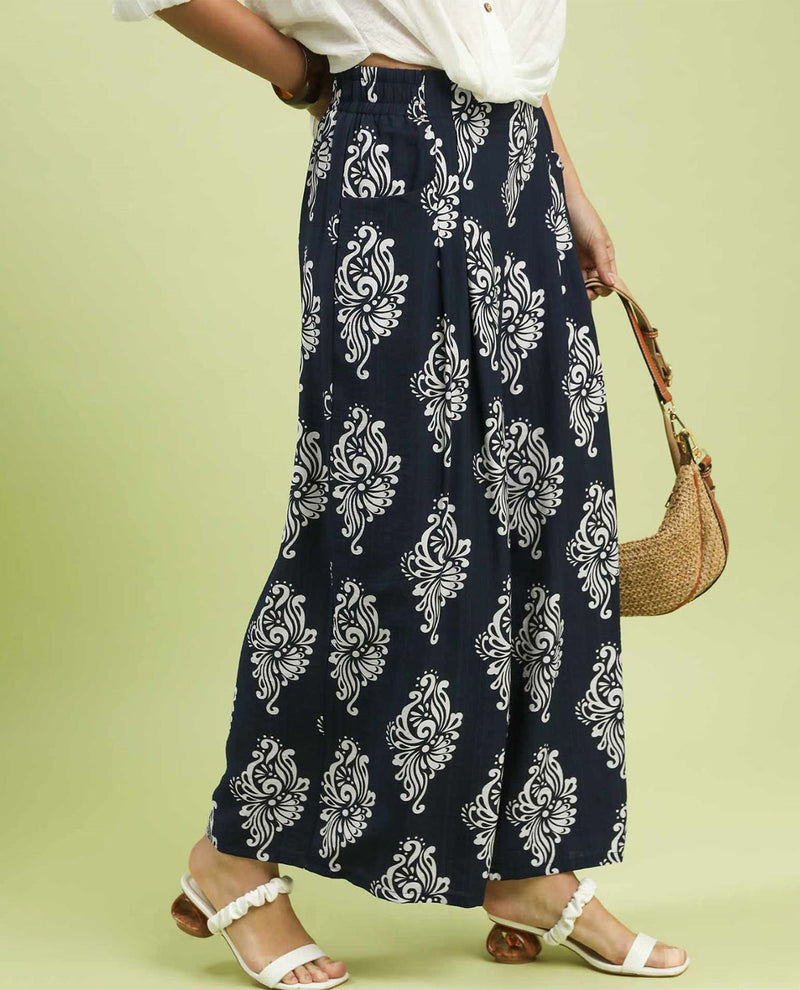 Umgee Abstract Print Soft Pant Navy