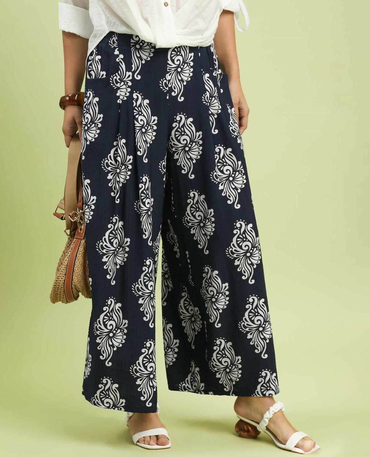 Umgee Abstract Print Soft Pant Navy