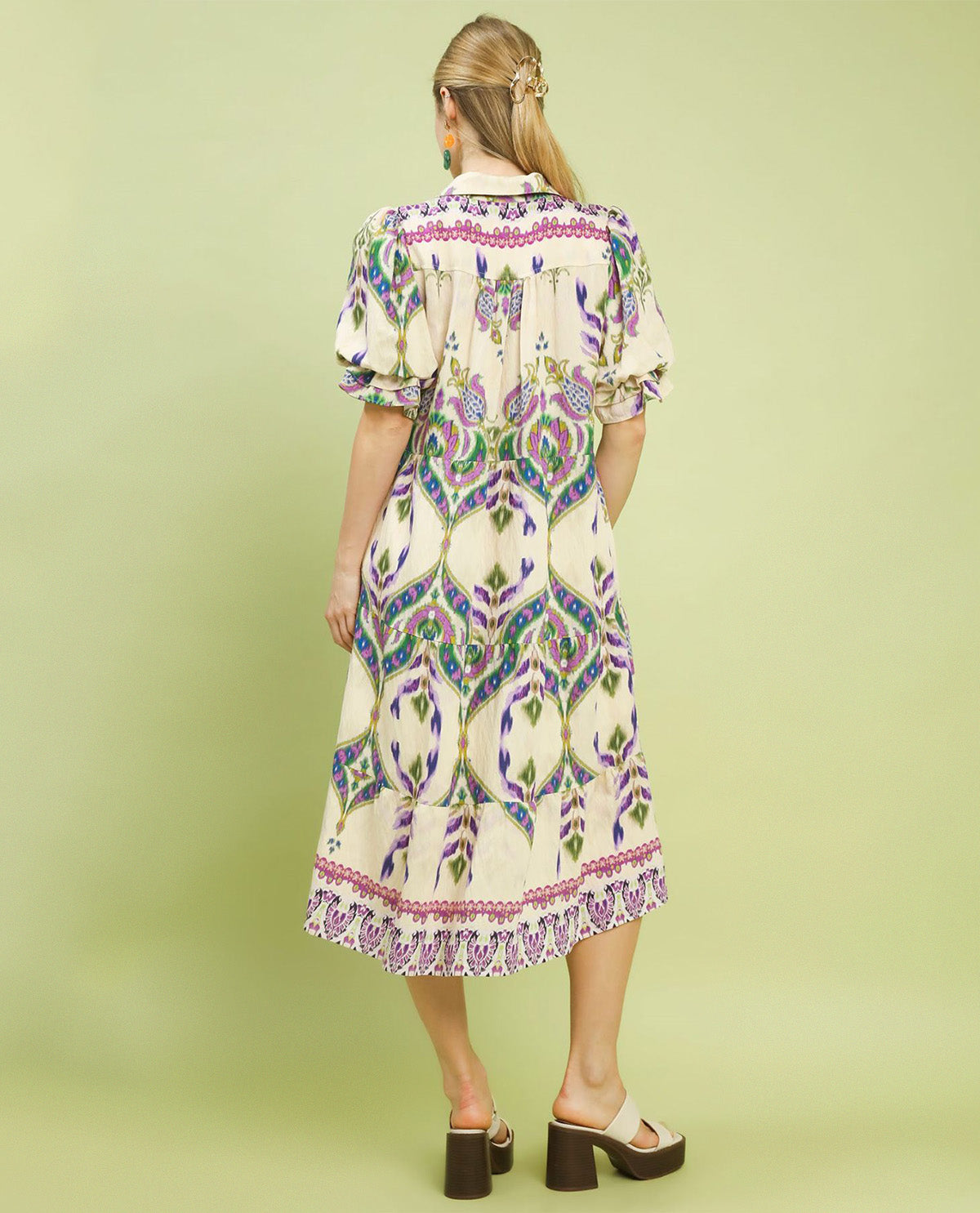 Umgee Mix Border Print Dress Orchid