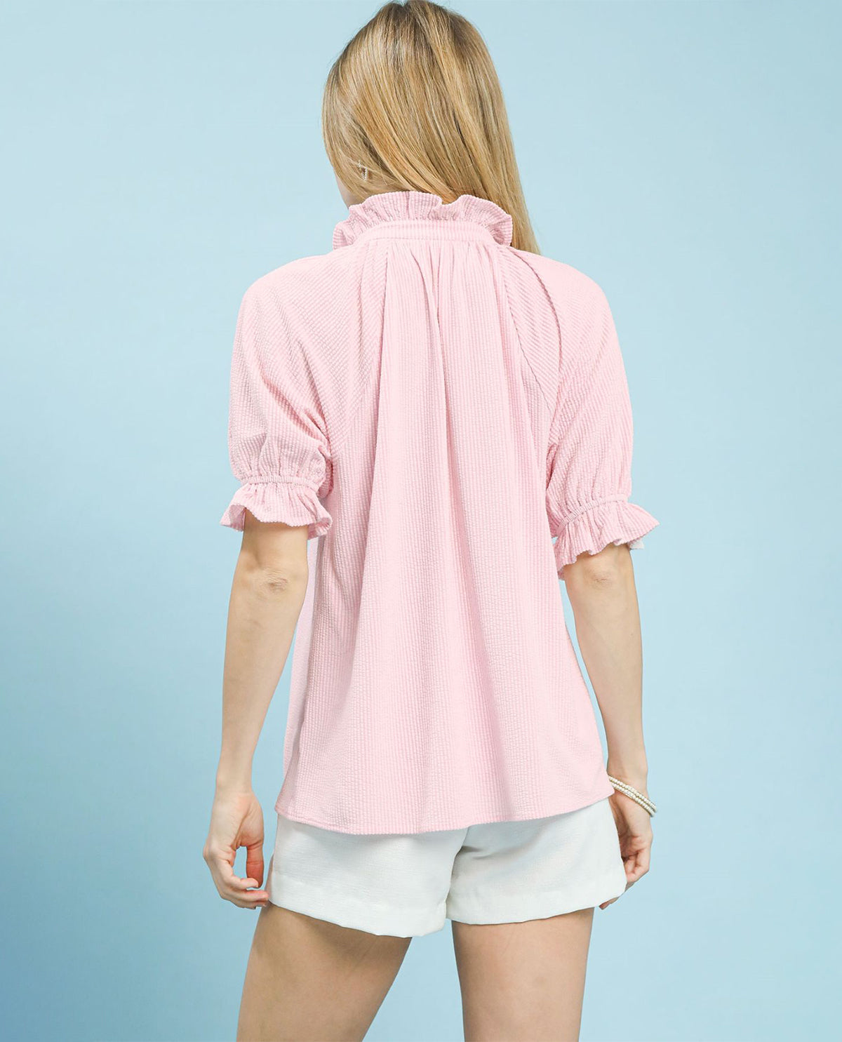 Umgee V-Neck Puff Sleeve Top