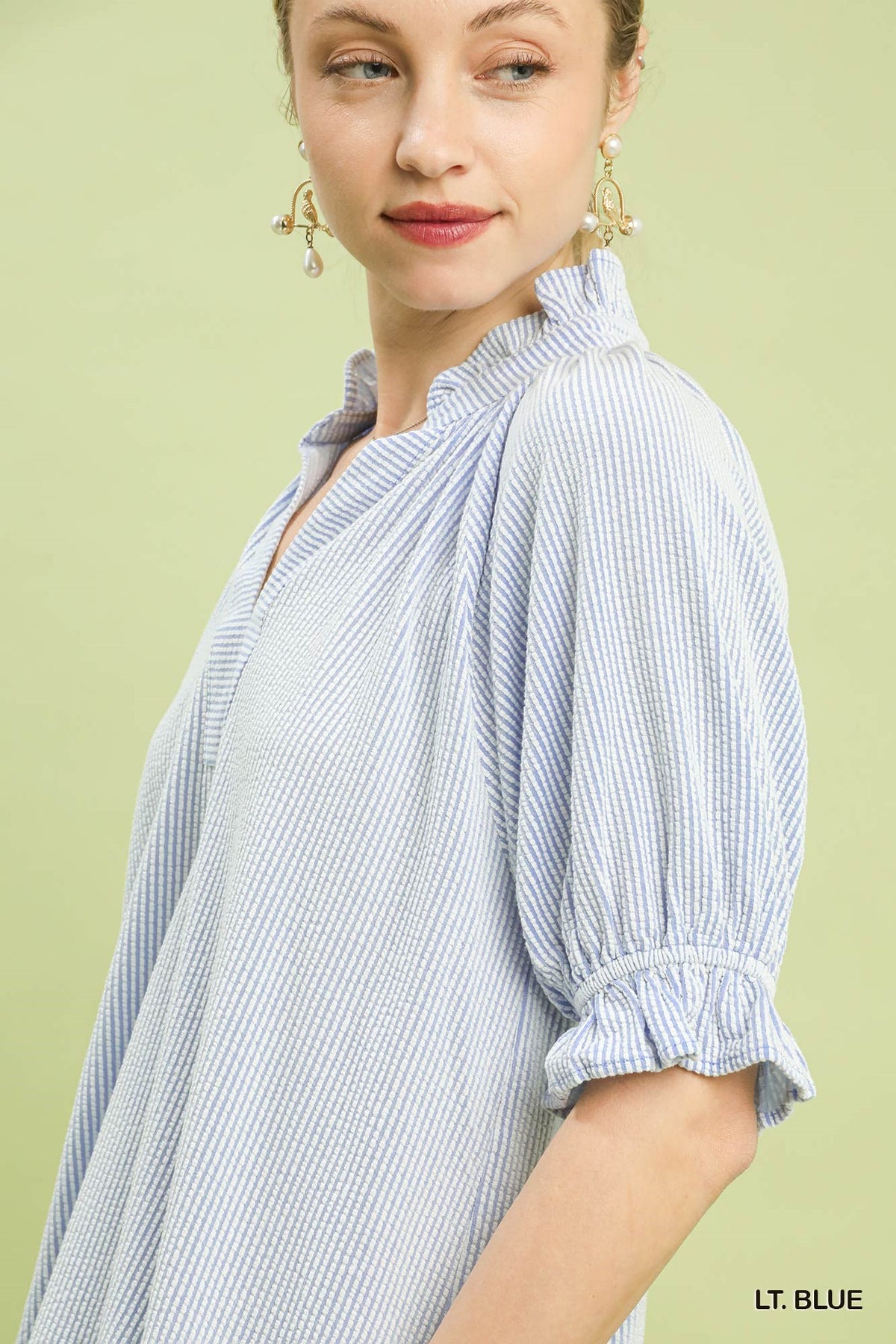 Umgee V-Neck Puff Sleeve Top