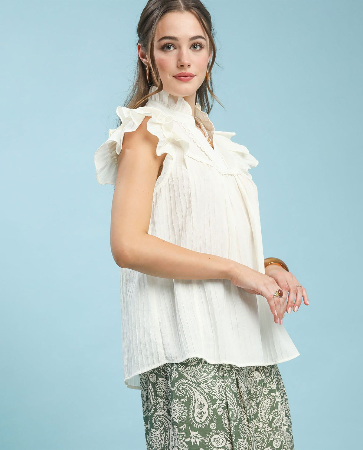 Umgee Frill Collared Top