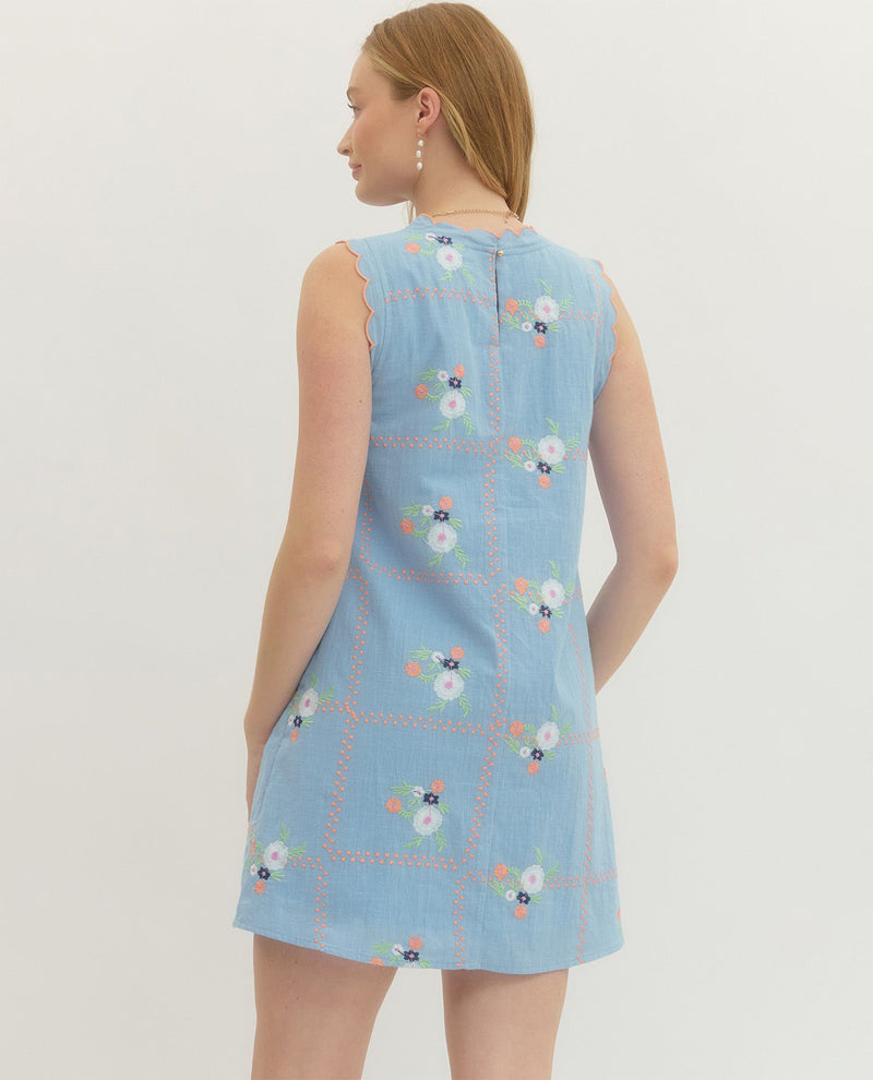 Entro Print Shift Dress Chambray