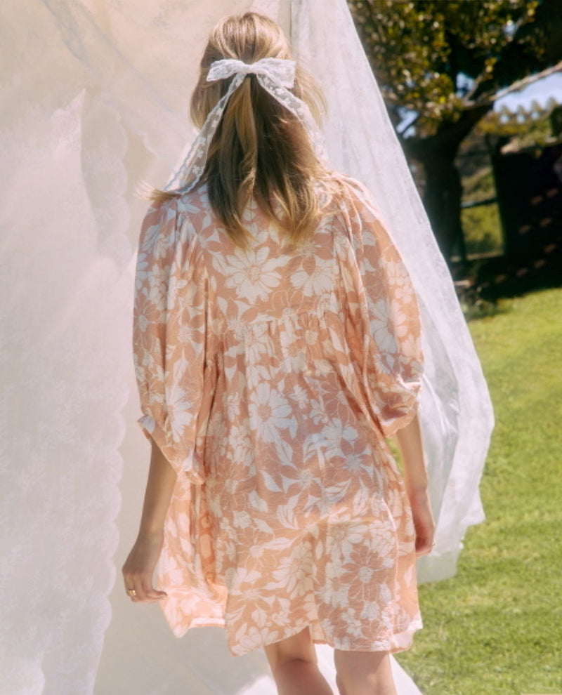 Oddi Floral Smocked Neckline Dress Blushed Petal