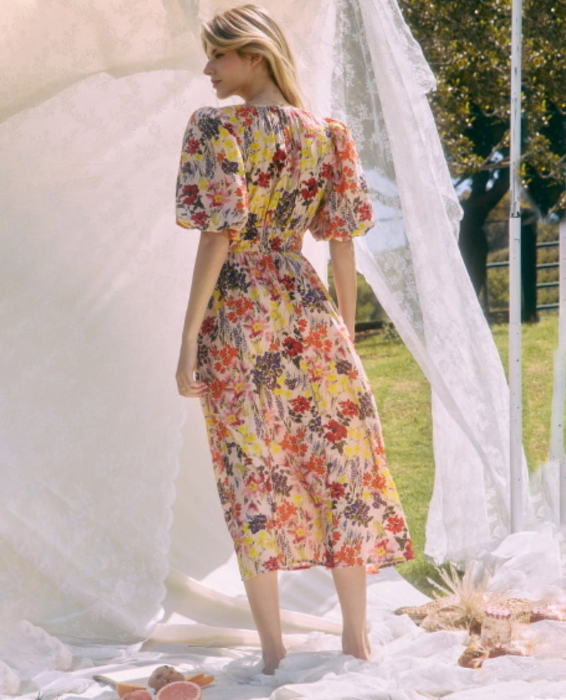 Oddi Floral Print Smocked Waist Dress Botanical