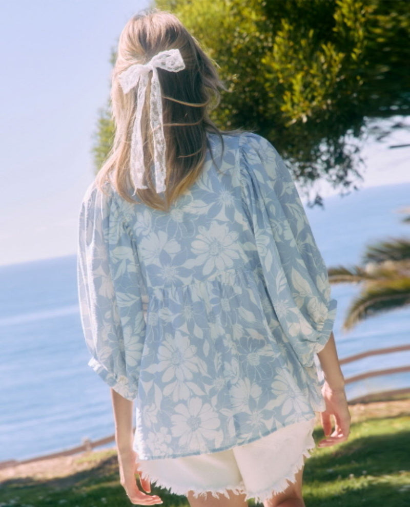 Oddi Floral Print Blouse Blue