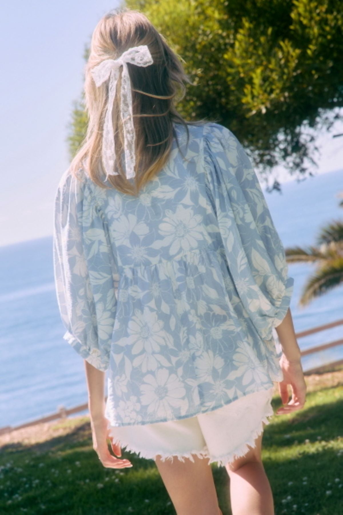 Oddi Floral Print Blouse Blue