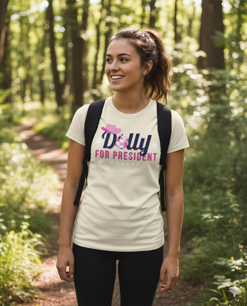 Dolly For President Short Sleeve Screen Tee Natural