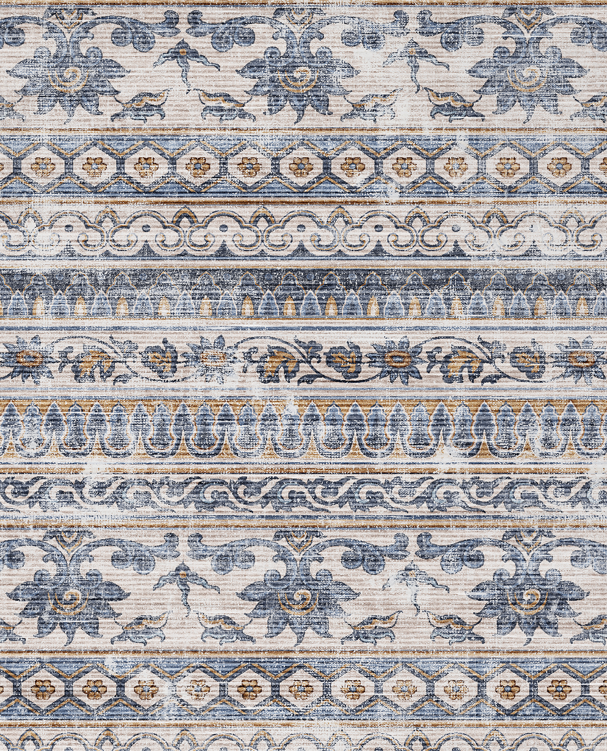 Washable Rug - Blue & Cream Stripes