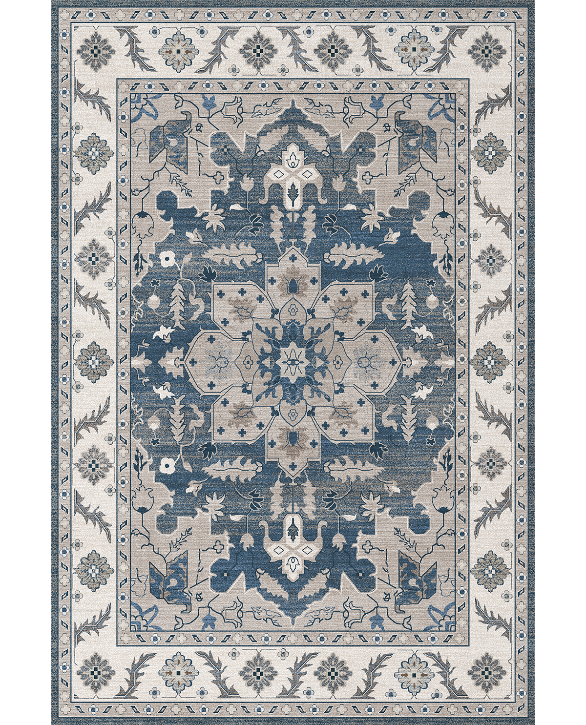 Washable Rug - Blue & Grey All Over