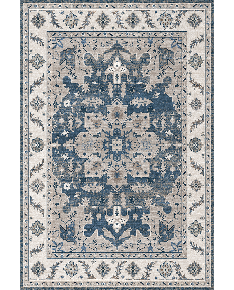 Washable Rug - Blue & Grey All Over