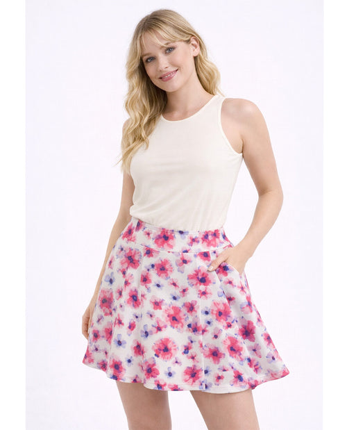 Vogo Floral Print Pleat Skort