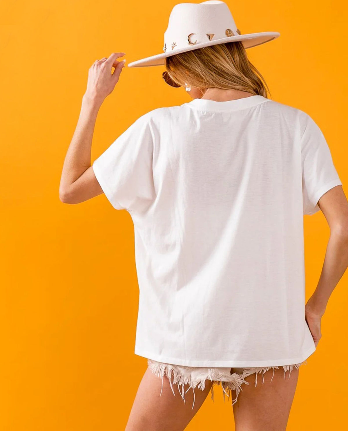 Bibi USA Letter Dolman Short Sleeve Top