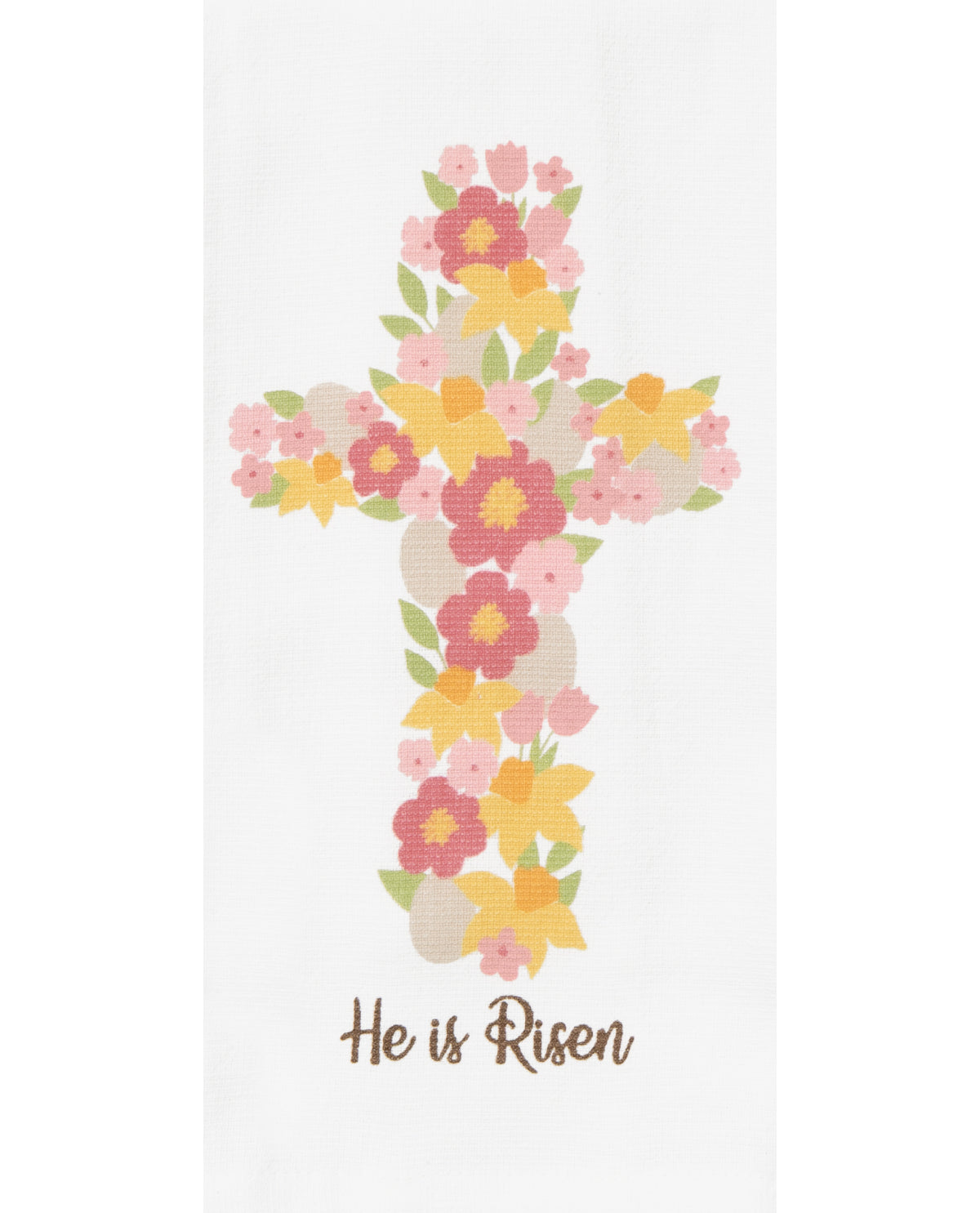 "He Is Risen" Floral Cross Kitchen Towel