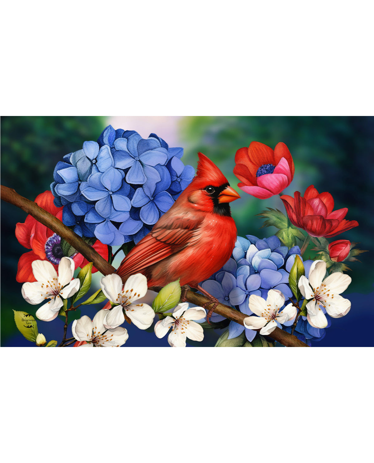 American Cardinal With Hydrangeas Doormat
