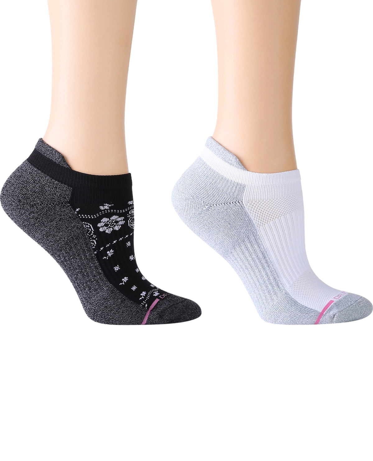 Dr. Motion 2PK Bandana Floral Compression Socks Black/Dark Grey