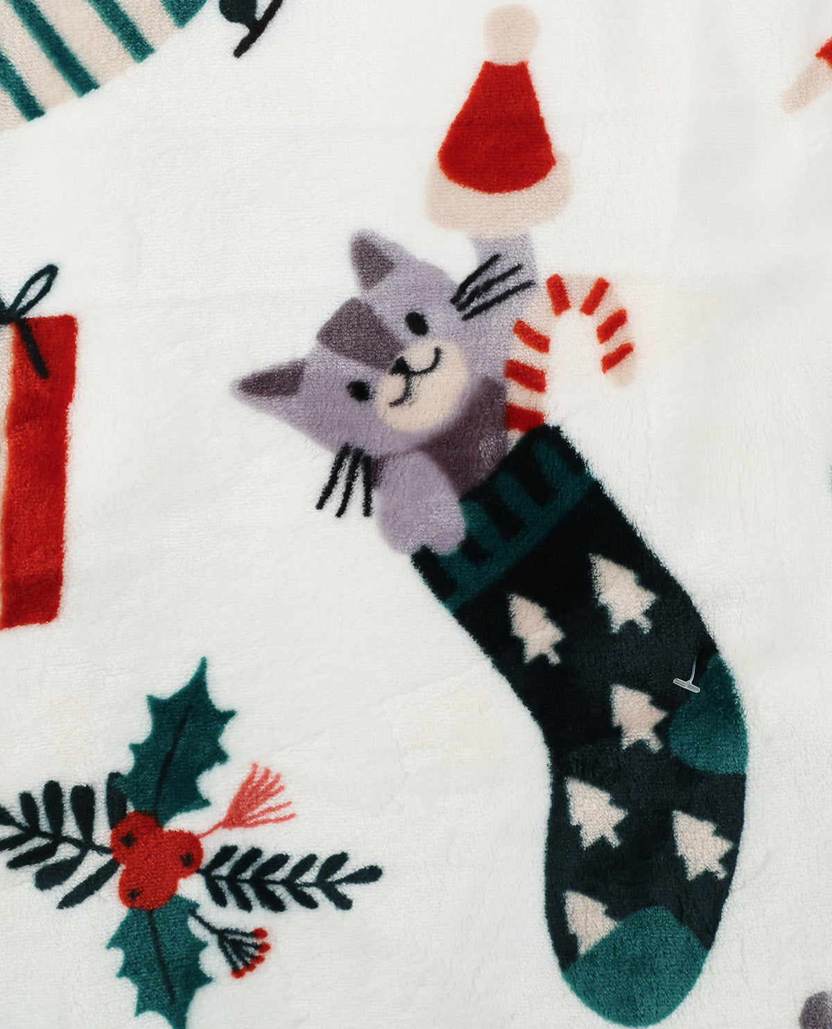 Cat In Stocking Plush Throw