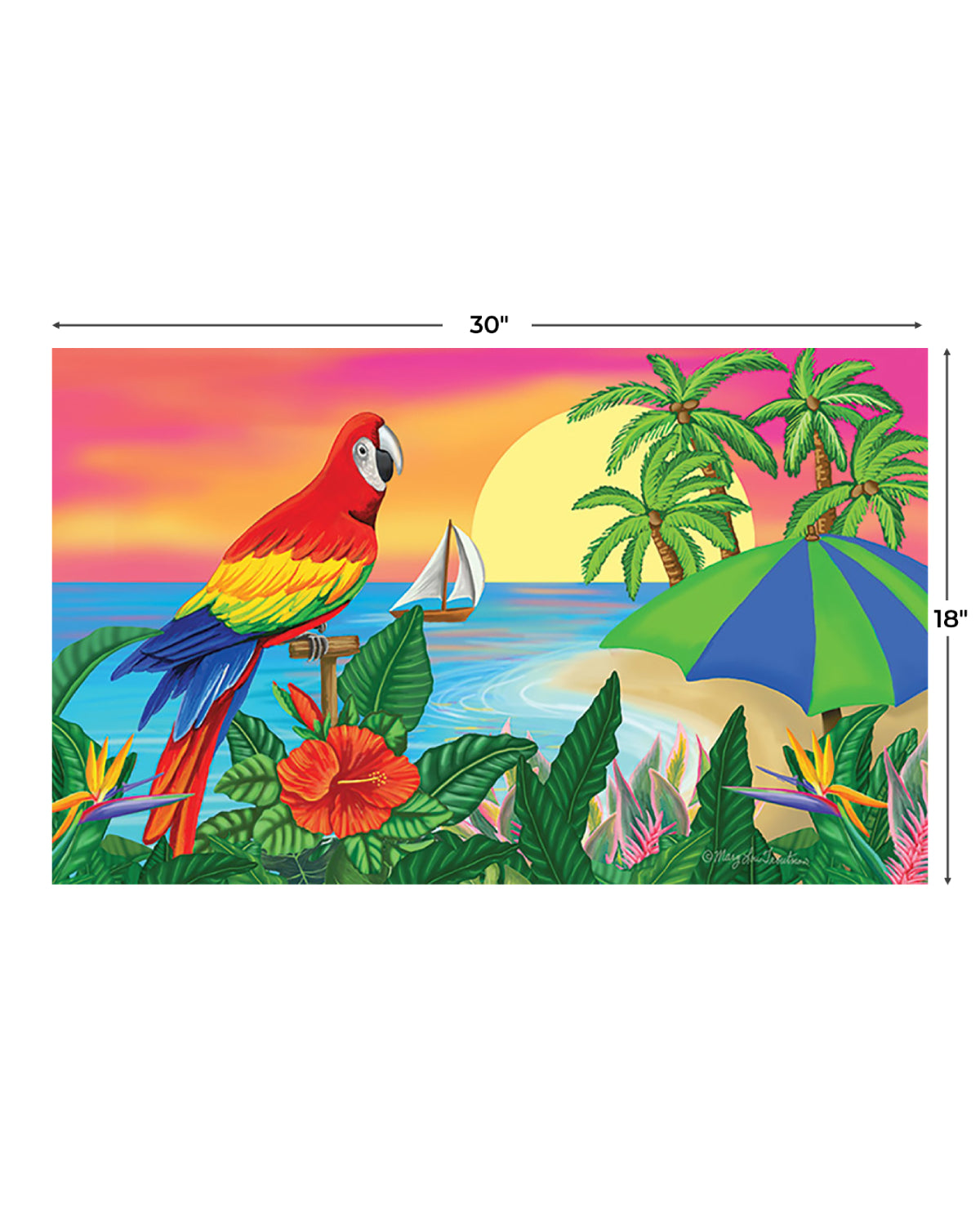 Paradise Parrot Summer Doormat