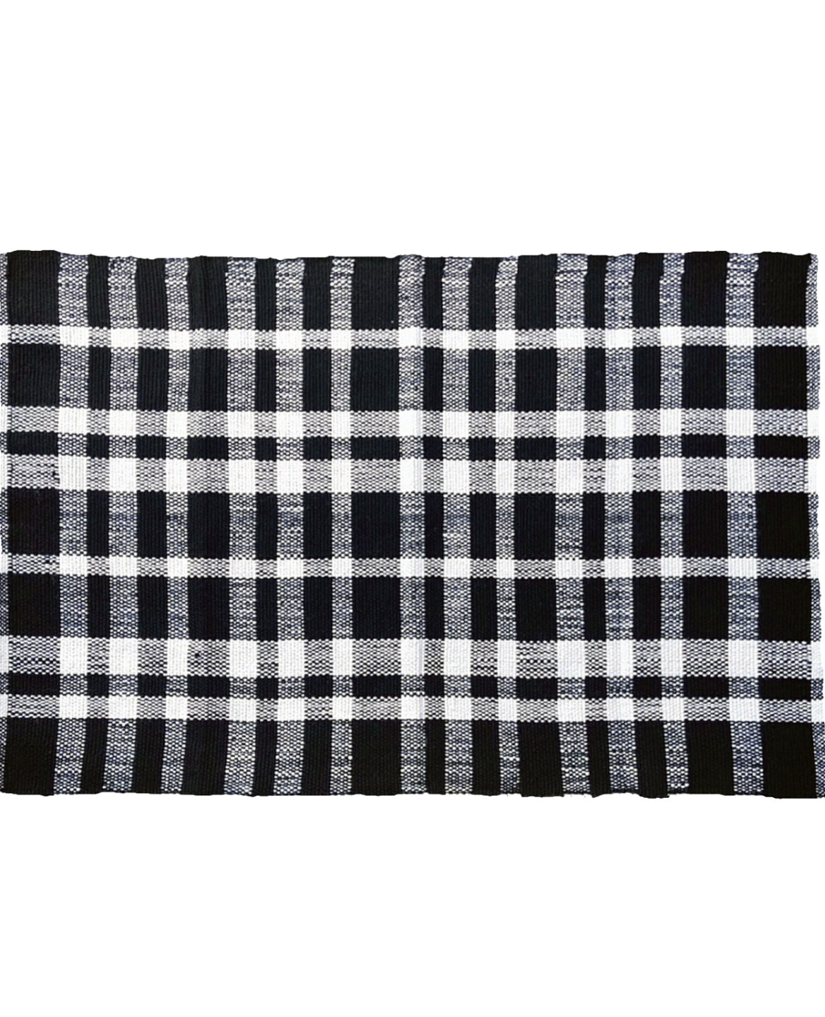 Black And White Plaid Woven Layering Mat