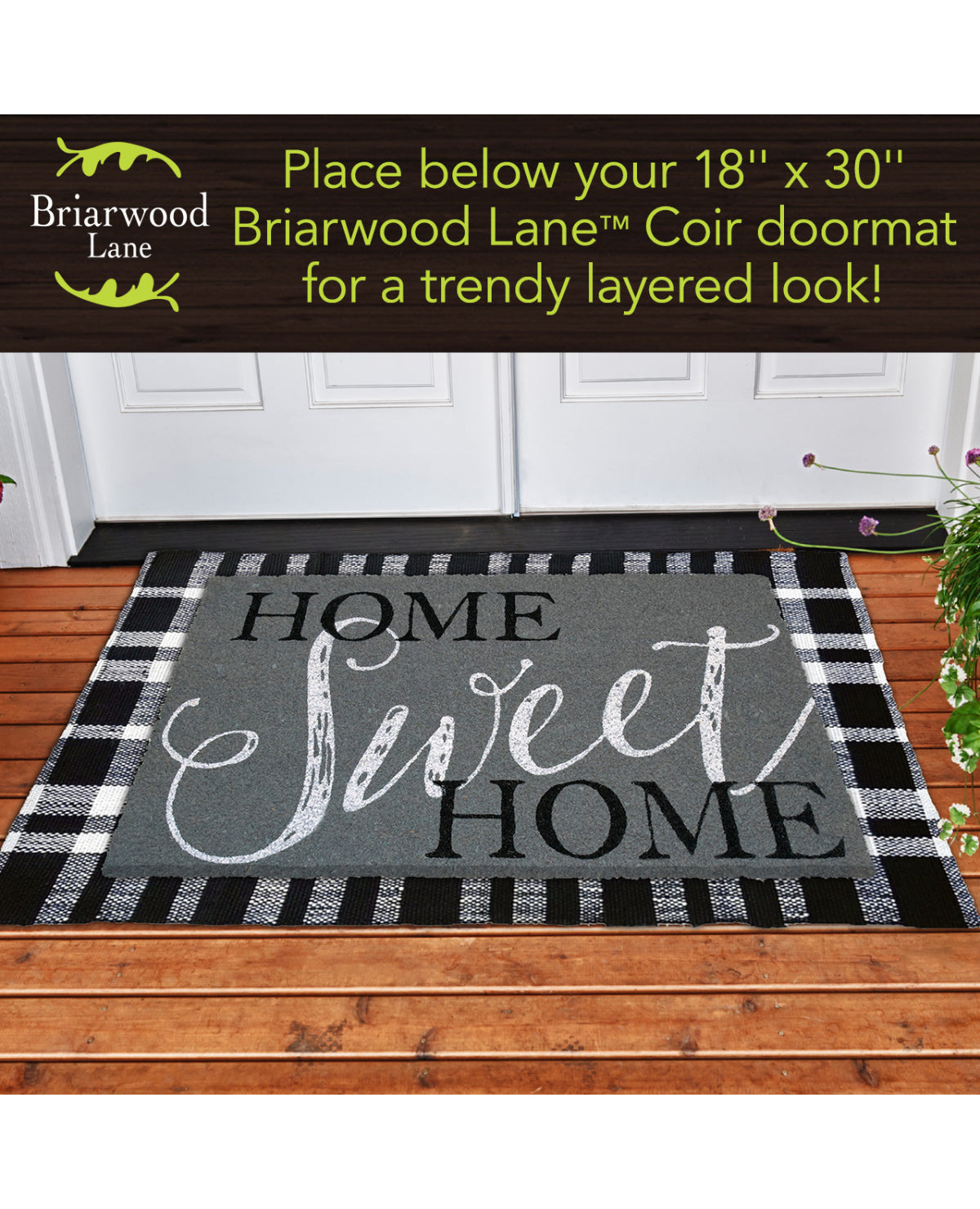 Black And White Plaid Woven Layering Mat