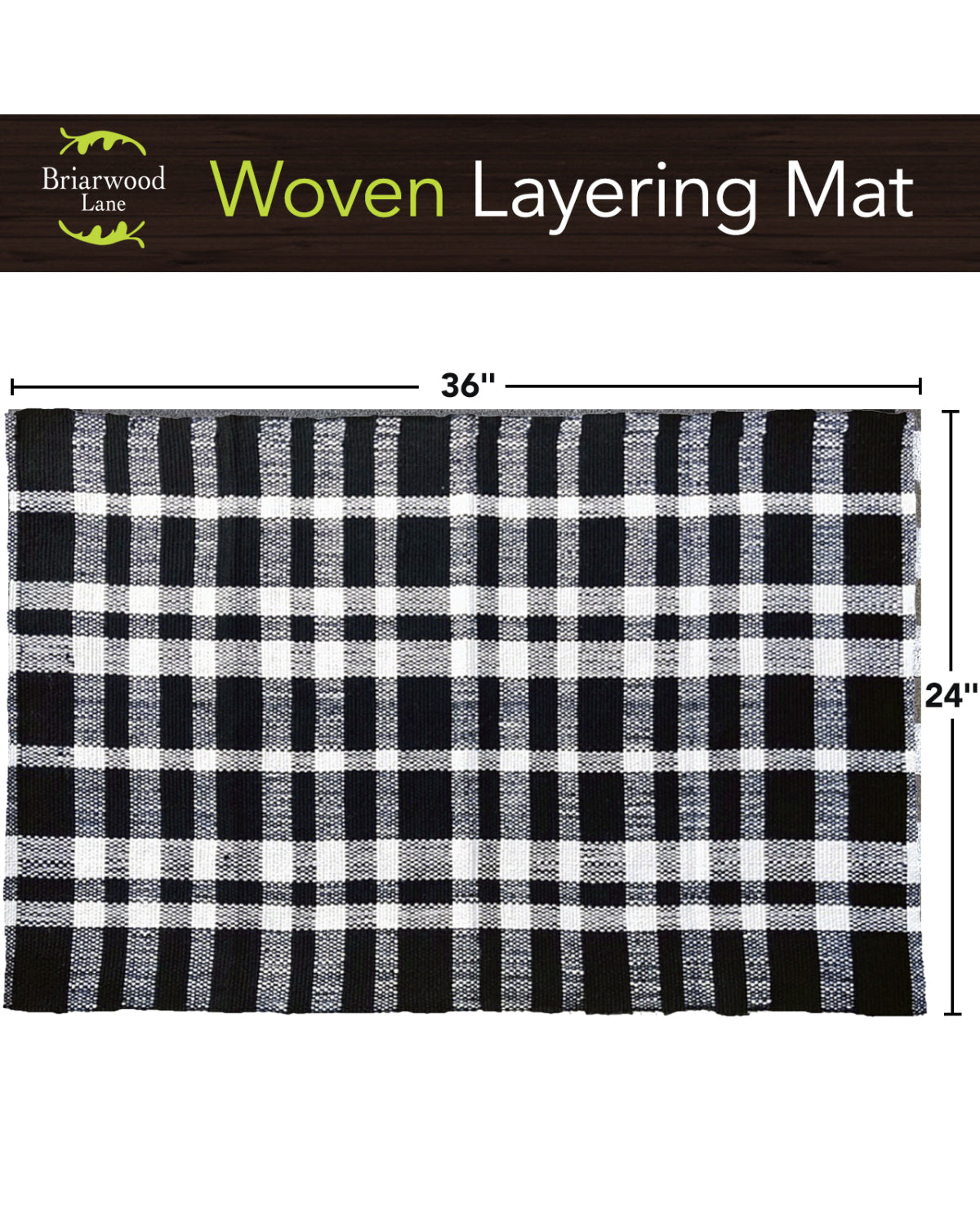 Black And White Plaid Woven Layering Mat